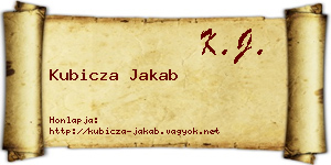 Kubicza Jakab névjegykártya